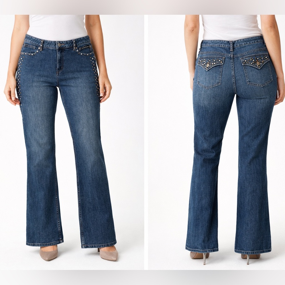 Harley-Davidson Blue Flare Jeans with Stud Accents Sz. 14